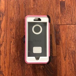 Pink and white otter box case